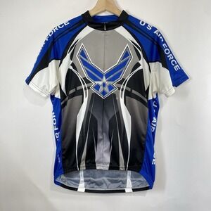 Primal Mens Air Force Jersey Cycling Short Sleeve 1/2 Zip Top Large Bike Pockets